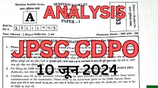 JPSC CDPO EXAM ANALYSIS 2024  PAPER1  CDPO EXAM 10 JUNE 2024  SERIESA [upl. by Augy]