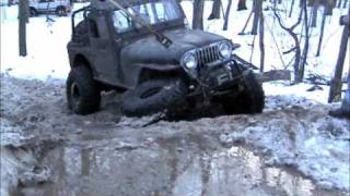 Broken axle Jeep 4x4 extreme offroad recovery by BSF Recovery Team winter trail ride [upl. by Elesig640]