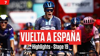 Highlights 2023 Vuelta a España Stage 19  Sepp Kuss Survives To Retain Red Jersey Lead [upl. by Ferd]