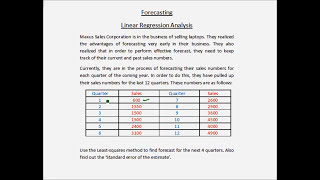 Forecasting  Linear regression  Example 1  Part 1 [upl. by Lindon]