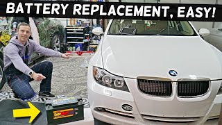 HOW REPLACE BATTERY BMW E90 E91 E92 E93 325i 328i 330i 320i 318i 316i 318d 320d 325d 330d 335d [upl. by Latham]