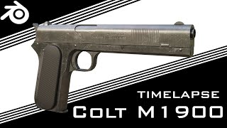 Colt M1900  Blender Pistol Modeling Timelapse Tutorial [upl. by Nam]