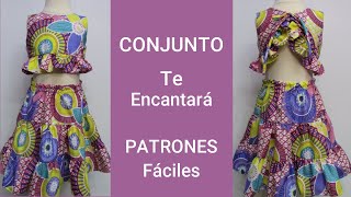 159 Como hacer PATRONES CONJUNTO DE NIÑA Blusa y Falda [upl. by Mandelbaum]