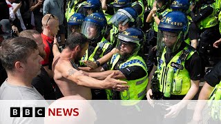 Violent rioting continues in England and Northern Ireland  BBC News [upl. by Ecirpac]