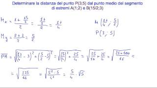 Determinare la distanza del punto P35 dal punto medio del segmento di estremi A12 e B1523 [upl. by Walliw]