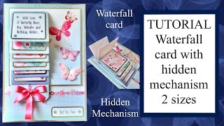 How to Tutorial waterfall card WOW factor Cardmaking design Fun fold DIY kinetic Birthday [upl. by Neffirg375]