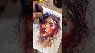 Colored ballpoint pen drawing healingpainting lineart characterportrait handpaintedquot [upl. by Matias]