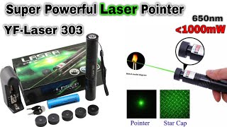 High Powerful Laser Pointer 303 Green Burning  All Test  Full Details Review and Unboxing [upl. by Rawde]