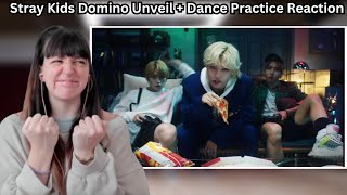 Stray Kids quotDOMINOquot UNVEIL Track  Dance Practice REACTION [upl. by Lat55]