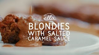 Vegan Blondies with Salted Caramel Sauce  Deliciously Ella [upl. by Radnaskela]