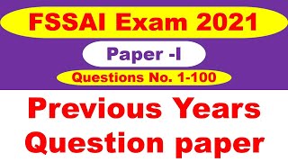 FSSAI Previous year question paper  Paper I [upl. by Byers852]