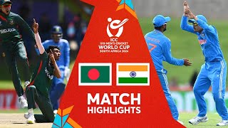 Bangladesh v India  Match Highlights  U19 CWC 2024 [upl. by Yrrem]