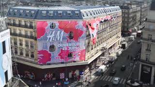 Time Lapse Habillage façade HampM Haussman par ATHEM [upl. by Zuckerman]