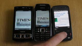 Nokia N86 and N97 vs E75 vs N95 8GB Browser speed test [upl. by Flo]