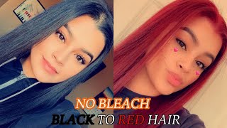 How To Dye Dark Hair To Red Hair WITHOUT Bleach Virgin Hair [upl. by Deacon]