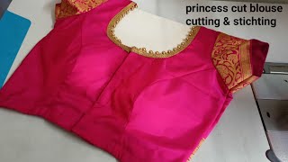 Padded blouse Cutting amp Stitching  32 Size Princess Cut Blouse Cutting [upl. by Anrim]