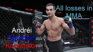 Andréi quotSpartanquot Koreshkov  ALL LOSSES IN MMA 2019  ANDRÉI KORESHKOV HIGHLIGHTS [upl. by Emaj]