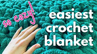 How To Crochet A Throw Blanket With Chunky Yarn EASY BEGINNER TUTORIAL [upl. by Ailaht]