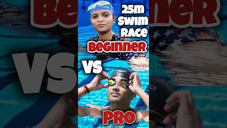 Beginner Vs Pro 25m Swimming Race swimming swim challenge race learnswimming [upl. by Semyaj]