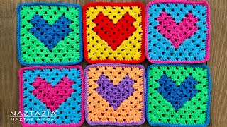 How to Crochet Granny Square Heart [upl. by Estis]