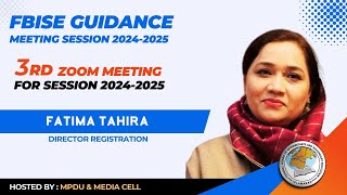 4th Zoom Meeting For Session 20242025  Mrs Fatima Tahira Director Registration [upl. by Lorak]