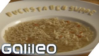 Von A bis Z Die Produktion der Buchstabensuppe  Galileo  ProSieben [upl. by Elrebmik]