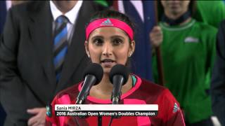 Martina Hingis and Sania Mirzas Winning Speech  Australian Open 2016 [upl. by Hawley]