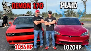 Demon 170 vs Plaid Quarter Mile Shootout RacerX vs Dragtimes [upl. by Matteo296]