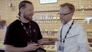 Knife maker James Oatley about his winning knife in Damasteel® Chef Invitational 2019 in Chicago [upl. by Drareg]