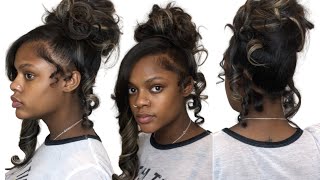 Messy Curled Updo  Messy Bun with Side Bang [upl. by Milano]