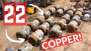 Scrapping 2640 lbs of electric motors for Copper 22 total [upl. by Knapp]