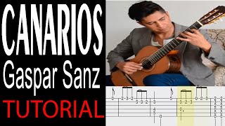 Canarios  Gaspar Sanz Guitar Tutorial [upl. by Eirolav]