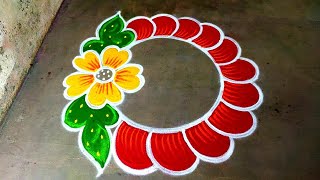 New year freehand rangoli designs2024 new year beautiful rangoli new year muggulu Amazingrangoli [upl. by Feigin866]