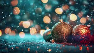 falling snow on blue and yellow bokeh background with christmas decorations cg animation abstract [upl. by Vito]