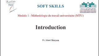 Méthodologie du travail universitaire MTU S1 Introduction [upl. by Ennaerb]