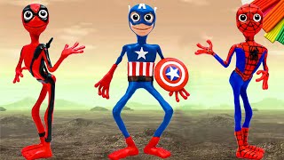 How to make Dame tu cosita mod Superhero Spider man Captain America Dead pool with clay [upl. by Ellinad]