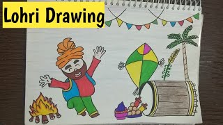 Lohri Drawing  Happy Lohri Drawing  Lohri Festival Drawing  How to draw easy Lohri Drawing [upl. by Rolandson747]