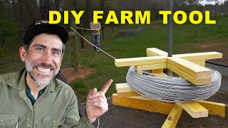 Building a Spinning Jenny to Stretch High Tensile Wire Fence [upl. by Rubbico]