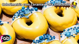 Colorimetria com Corantes Para Chocolate  Decorando seus DONUTS 🍩 [upl. by Esilegna]