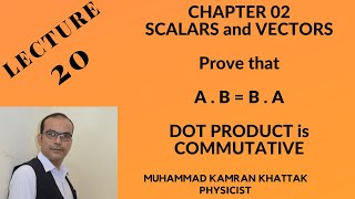 First Year Physics Chapter 02 SCALARs AND VECTORs Proof DOT PRODUCT IS COMMUTATIVE  ABBA [upl. by Dranal]