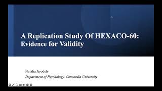 A Replication Study of HEXACO 60 [upl. by Farman]