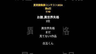 夏期韻集韻コンテスト2024第6回 お題、異世界失格 夏期韻集韻コンテスト [upl. by Avahc]