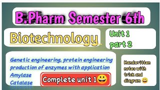 Bpharm semester 6 biotechnology part 2 complete unit1 😀👍 [upl. by Wait769]