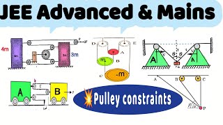 47a Pulley constraint  JEE  Movable pulley problem constrained motion of pulleys having mass [upl. by Kenton599]