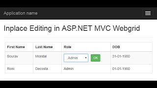 Part 2  Advance Inplace editing in aspnet MVC webgrid [upl. by Heaps]