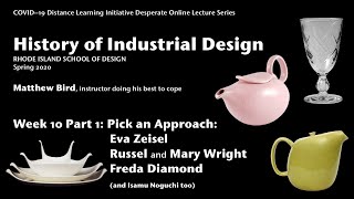 History of Industrial Design Week 10 Part 1 Eva Zeisel Russel Wright Freda Diamond and Noguchi [upl. by Assillem]