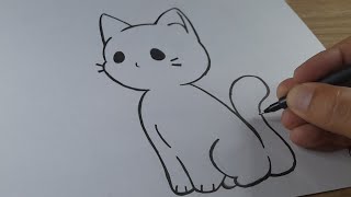 Como Desenhar um Gato Kawaii Tutorial Fácil e Fofo 🐱✨ [upl. by Icam263]