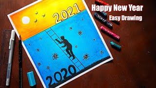 New year drawing 2022Happy new year drawingnew year drawingnew year drawing 2020 to 2021 [upl. by Inatirb794]