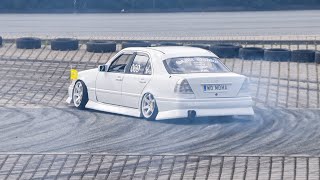 Modified Mercedes C W202 with BIG TURBO 28L Engine M104  Drifts Revs amp Sounds [upl. by Ennaitak]