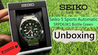 🔥Seiko 5 Automatic Watch Green Dial SRPD63K1 Unboxing  Best Automatic Watch Under 20000 in India [upl. by Ingamar]